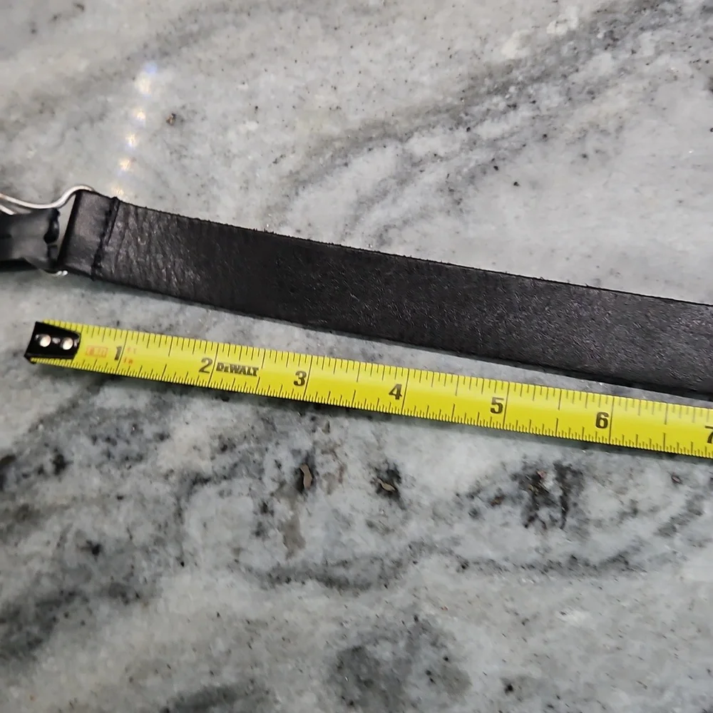 NWT Linea Pelle Black Silver CIRCLES goth 90s Thin Belt   Size Small